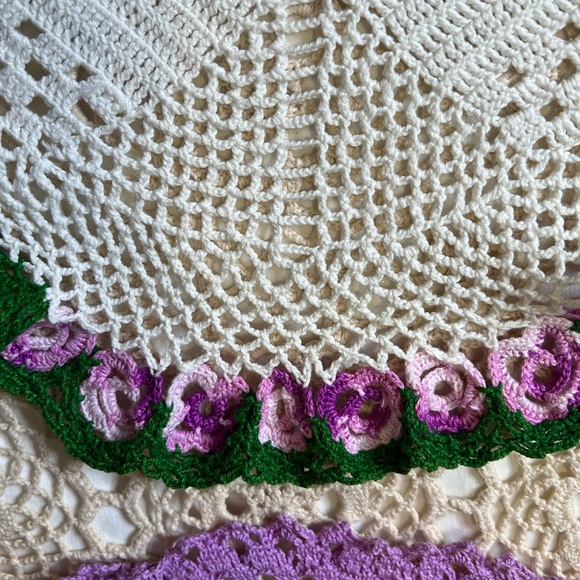 Unique OOAK Crochet Doily Table Mat or Dresser Set of Three - Picture 8 of 9